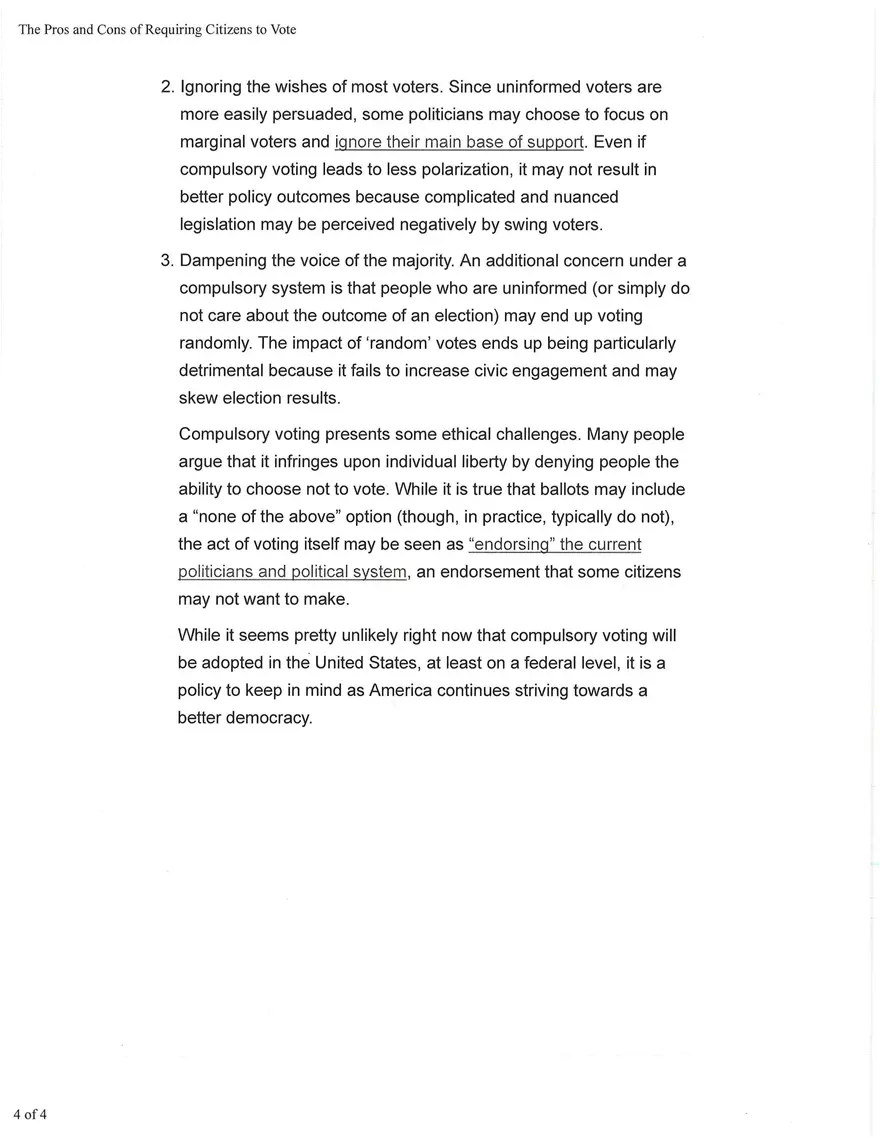 The Pros and Cons of Requiring Citizens to Vote - Page 4