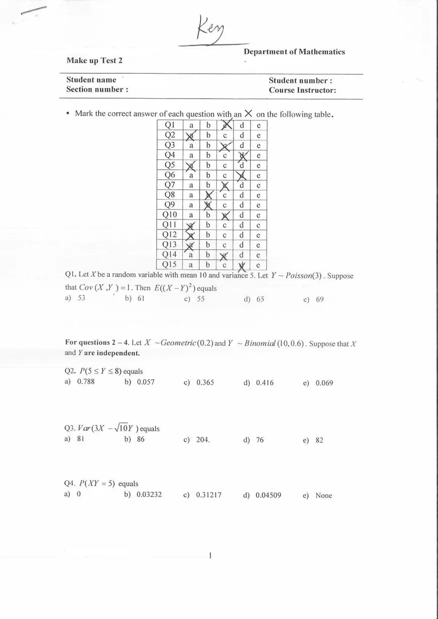Math Test 2 2021 - Page 1