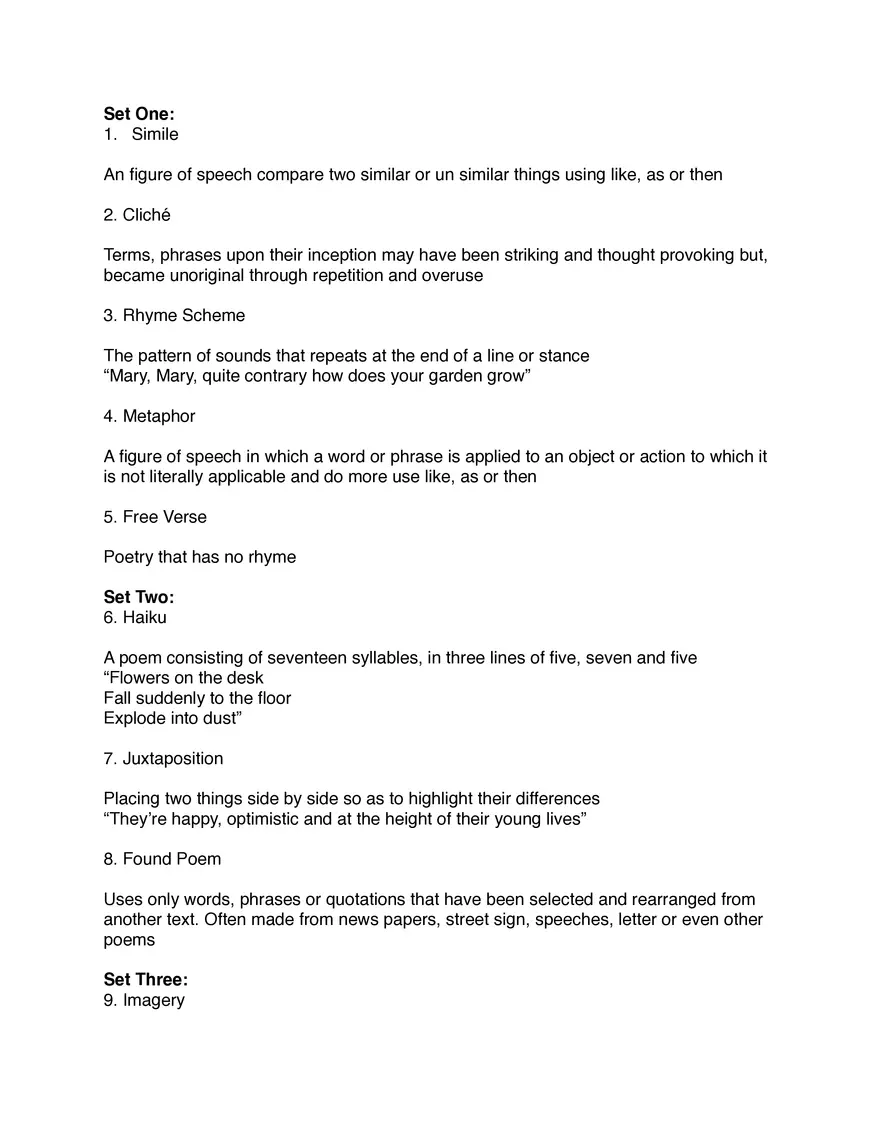 Poetry Study Guide - Page 1