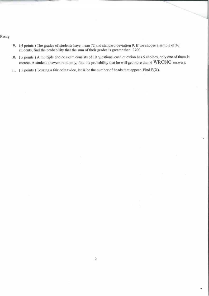 Statistics 2nd Exam 2019 - Page 2