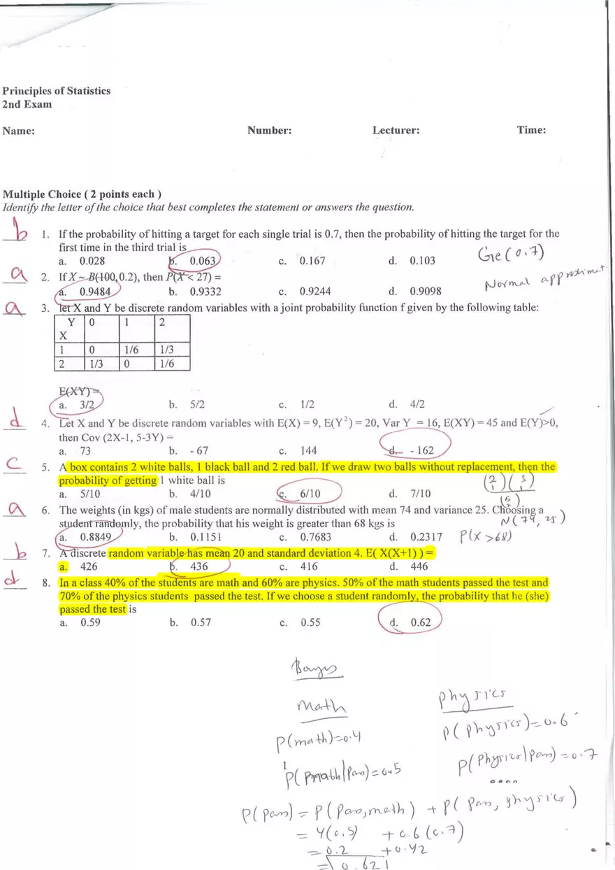 Statistics 2nd Exam 2019 - Page 4