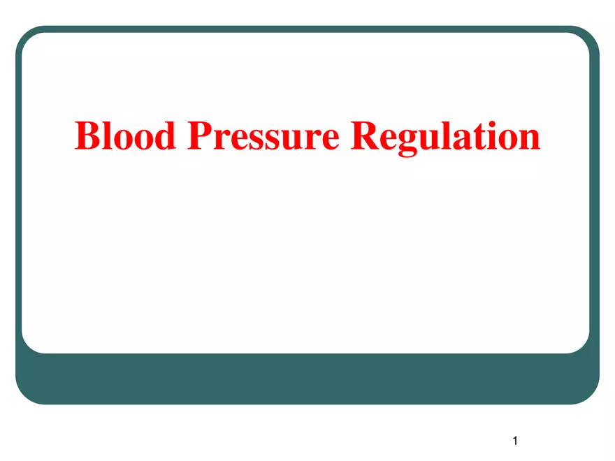 Blood Pressure Regulation - Page 1