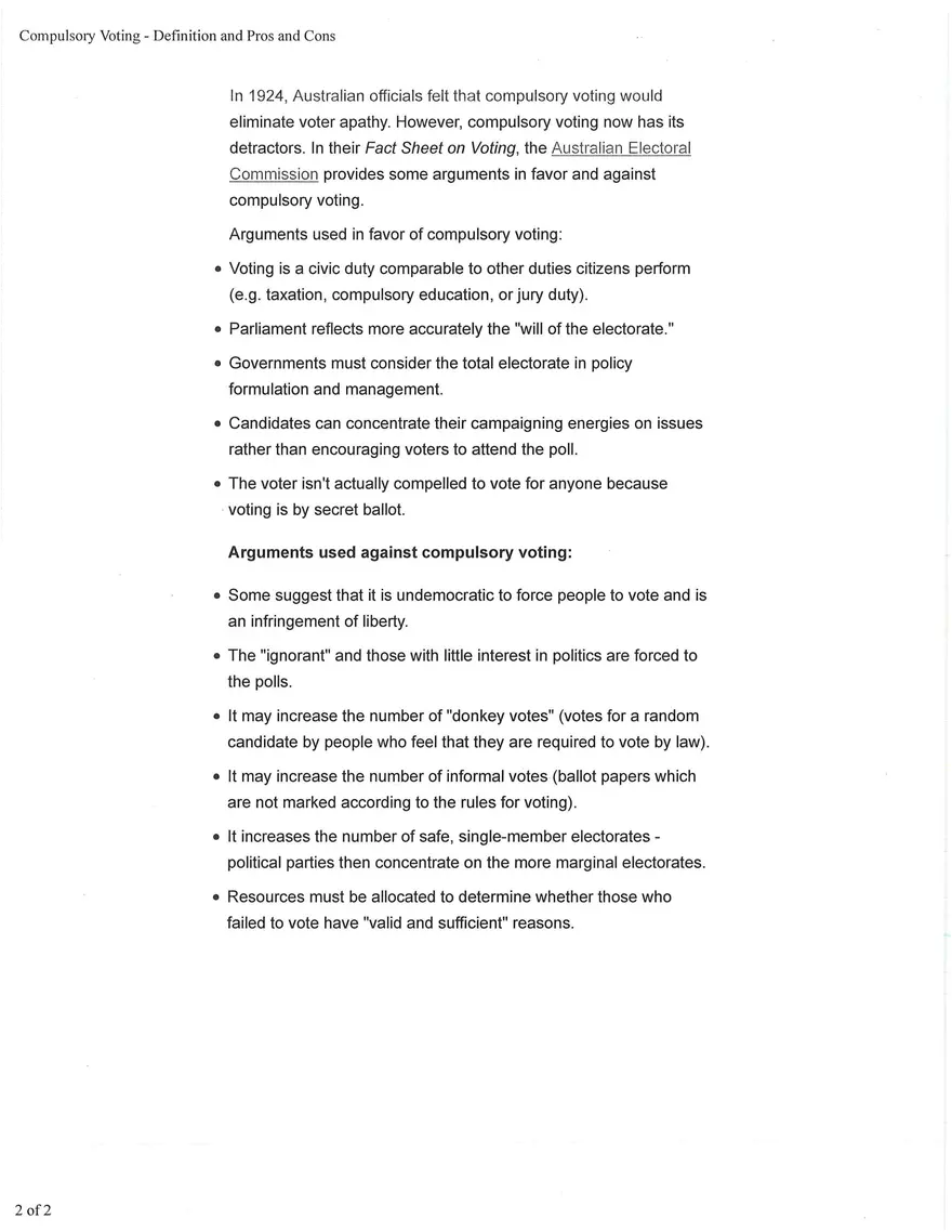 Compulsory Voting - Definition and Pros and Cons - Page 2