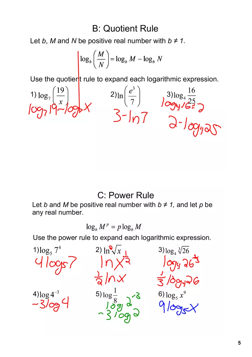 Inverse Properties of Logarithms - Page 5