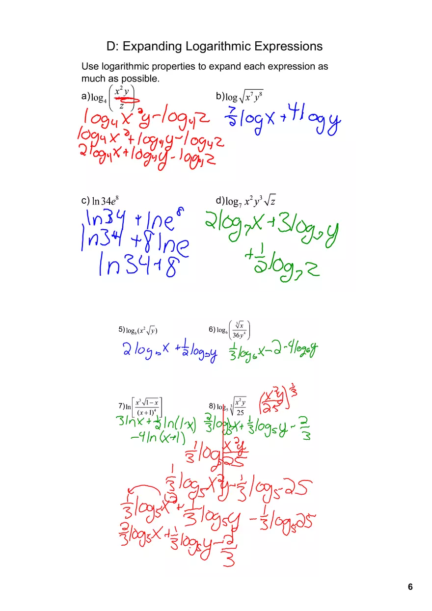 Inverse Properties of Logarithms - Page 6