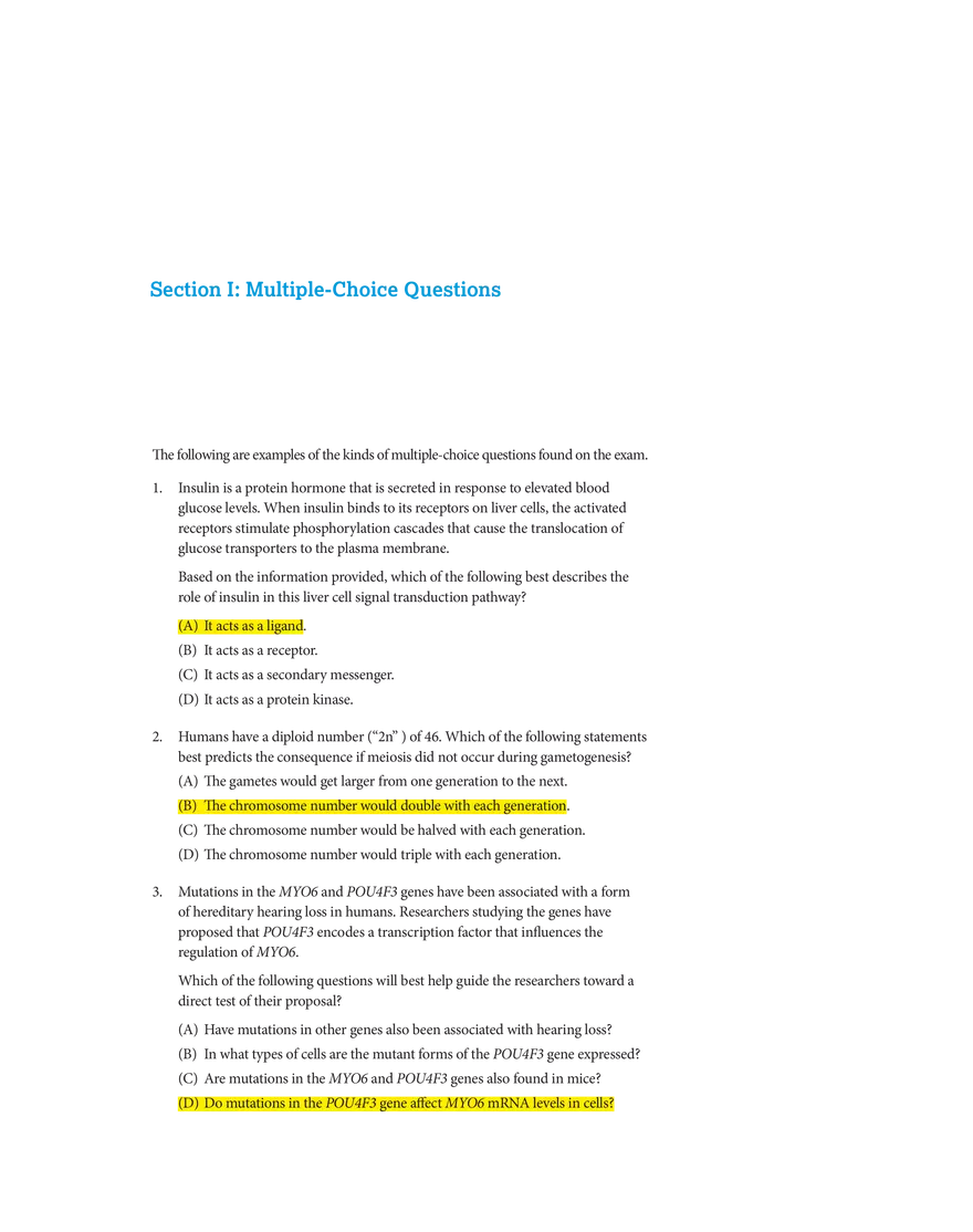Biology Exam 2020 - Page 1