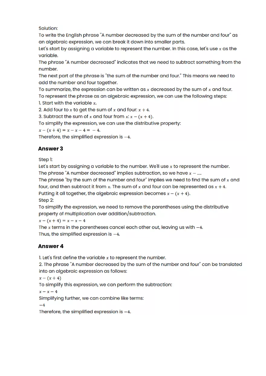 Equations, expressions, and inequalitie #4 - Questions and Answers - Page 4