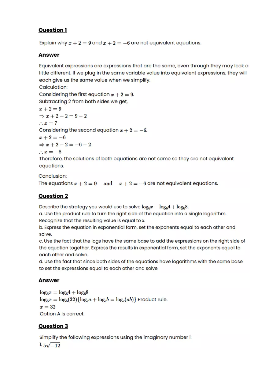 Equations, expressions, and inequalitie #8 - Questions and Answers - Page 1