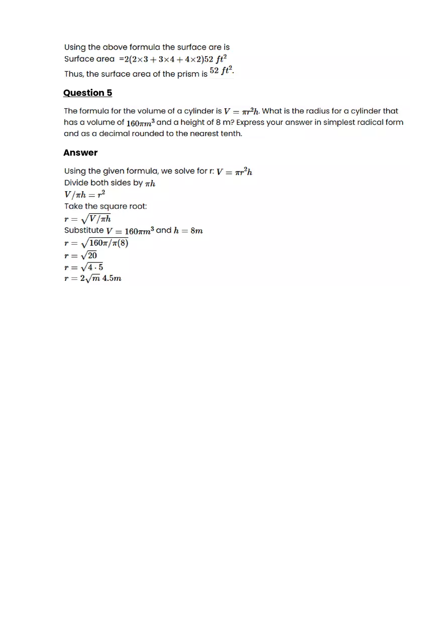 Solid Geometry #2 - Questions and Answers - Page 5