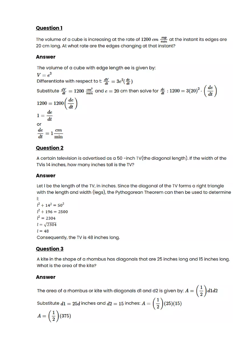 Solid Geometry #5 - Questions and Answers - Page 1