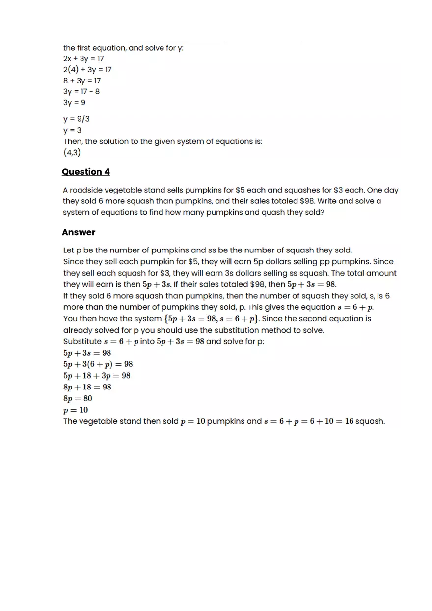 Systems of equations #2 - Questions and Answers - Page 2