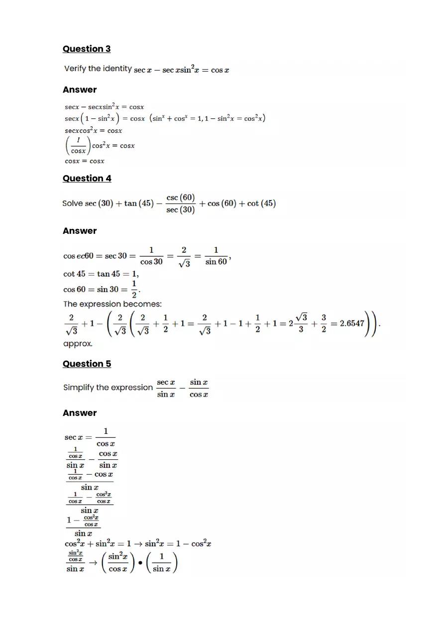 Trigonometric equations and identities #8 - Questions and Answers - Page 2