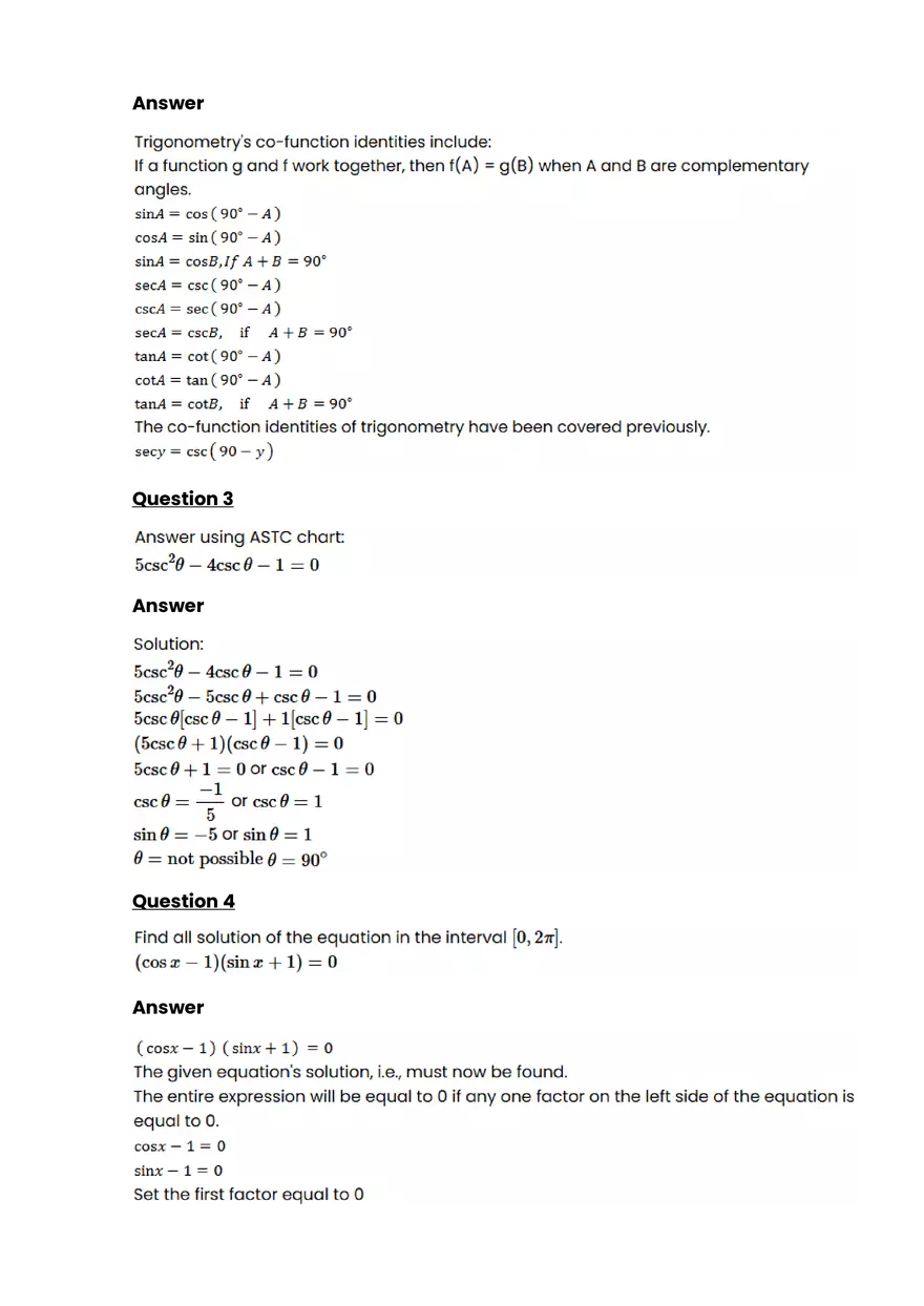 Trigonometry #4 - Questions and Answers - Page 2