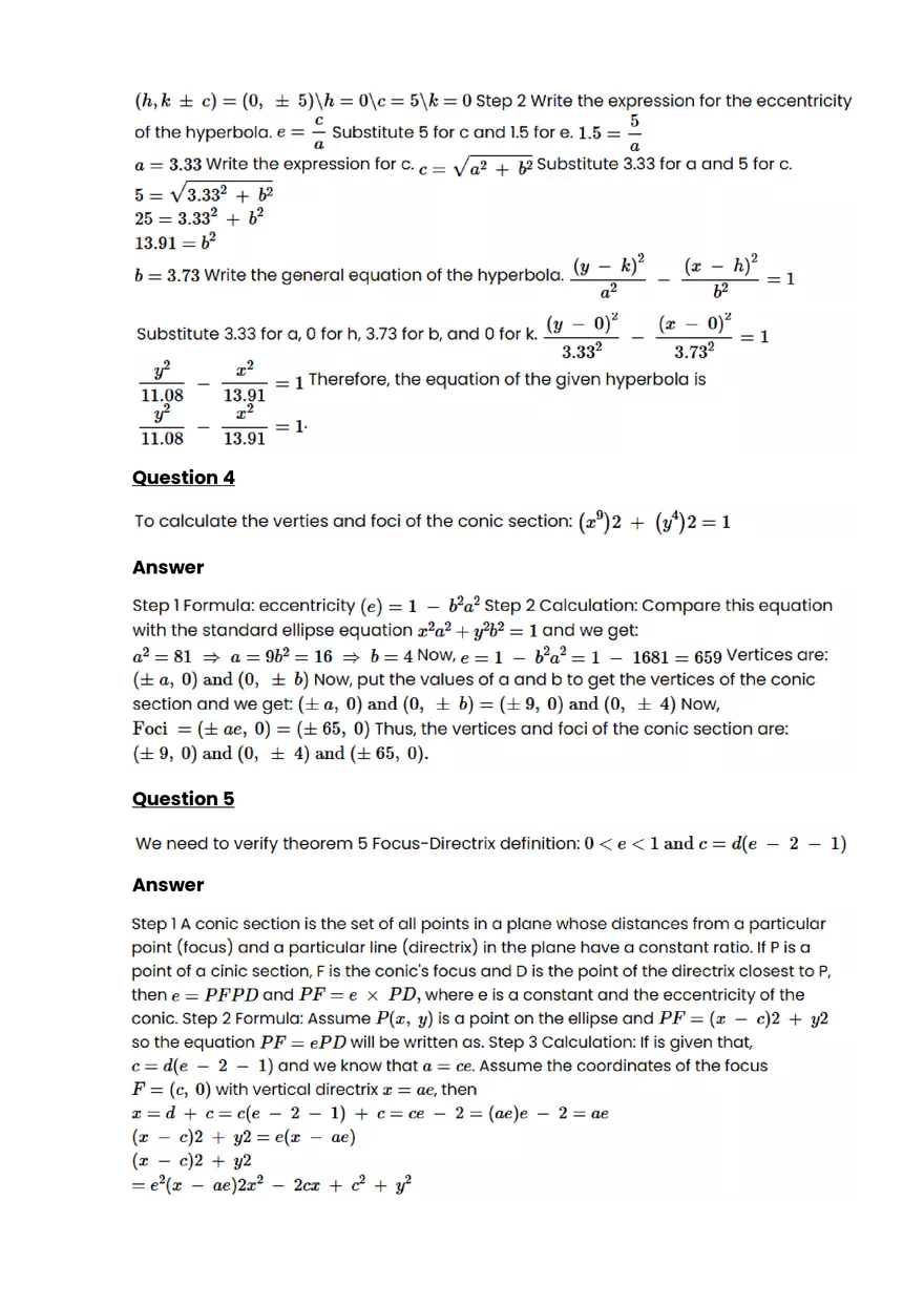 Conic sections #5 - Questions and Answers - Page 2
