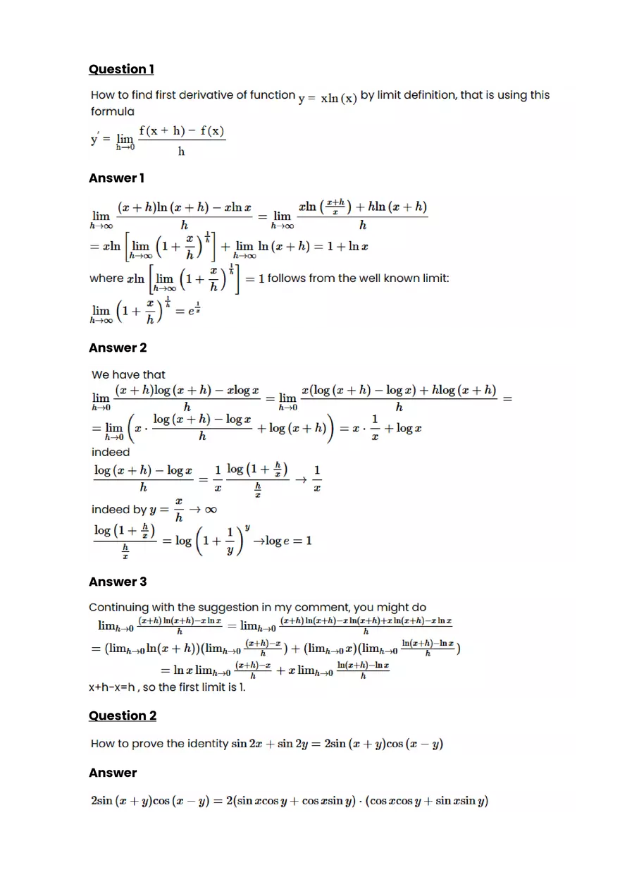 Trigonometric equations and identities #7 - Questions and Answers - Page 1