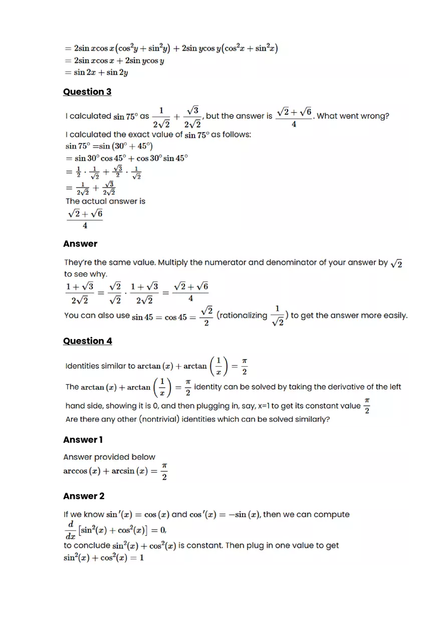 Trigonometric equations and identities #7 - Questions and Answers - Page 2