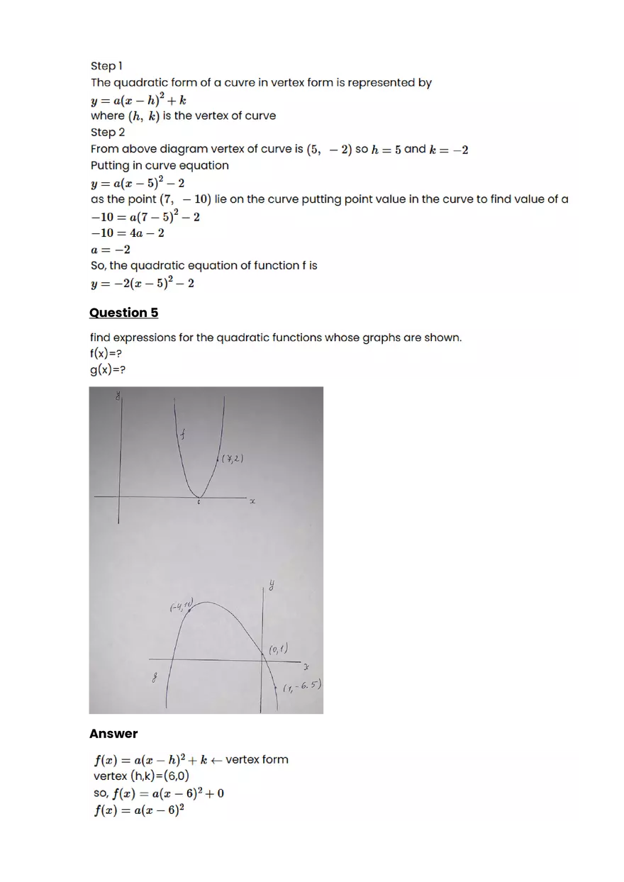 Quadratic function and equation #1 - Questions and Answers - Page 3