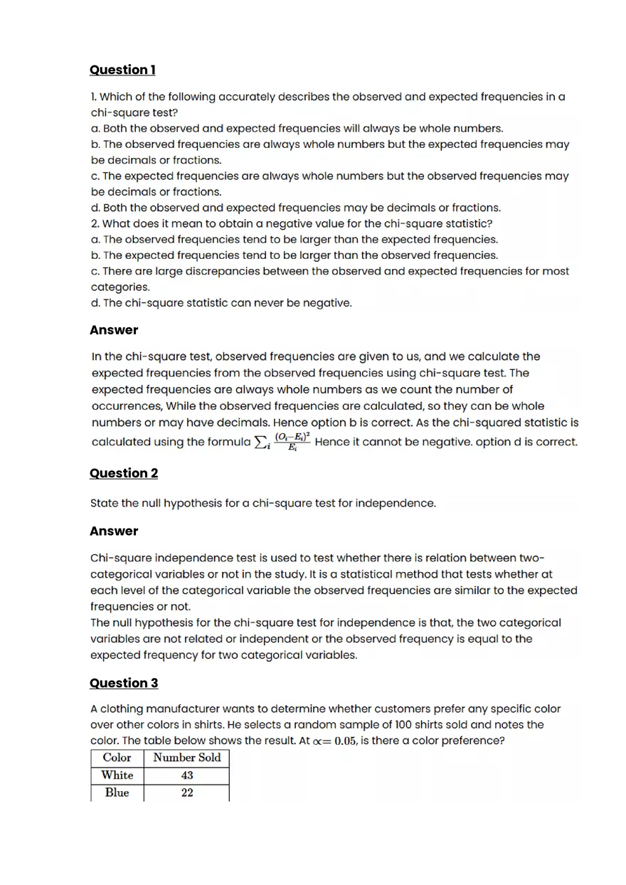 Chi-square tests #1 - Questions and Answers - Page 1