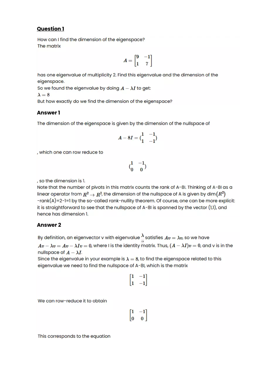 Matrix transformations #5 - Questions and Answers - Page 1