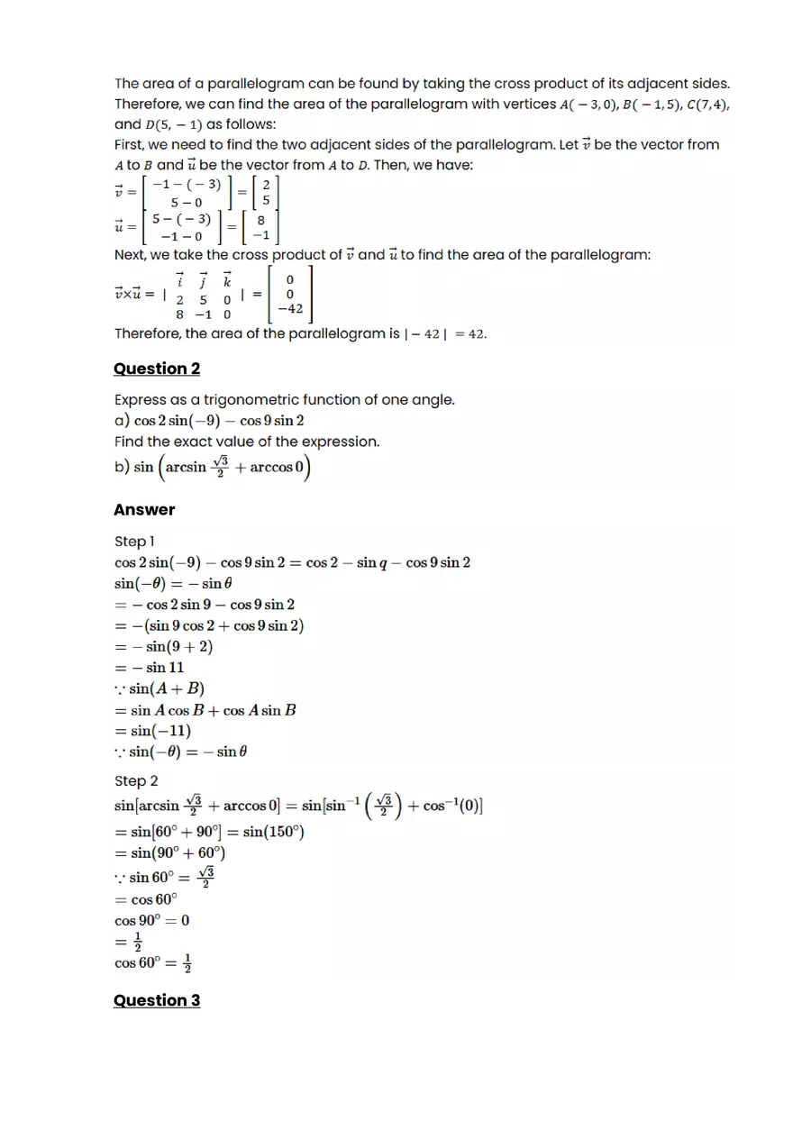 Parametric equations, polar coordinates, and vector-valued functions #3 - Questions and Answers - Page 3