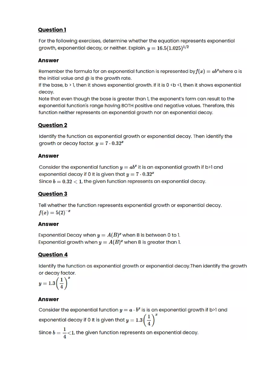 Exponential growth and decay #5 - Questions and Answers - Page 1