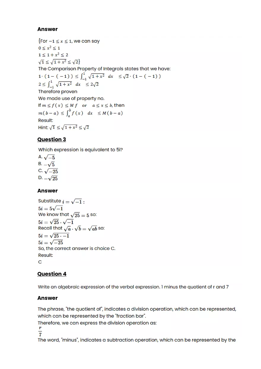 Equations, expressions, and inequalitie #10 - Questions and Answers - Page 2