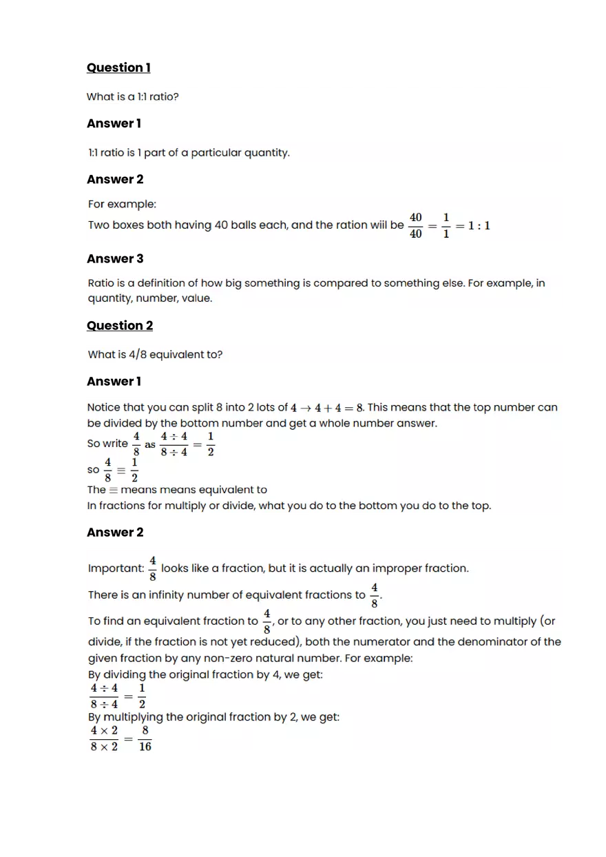Ratios, rates, proportions #1 - Questions and Answers - Page 1