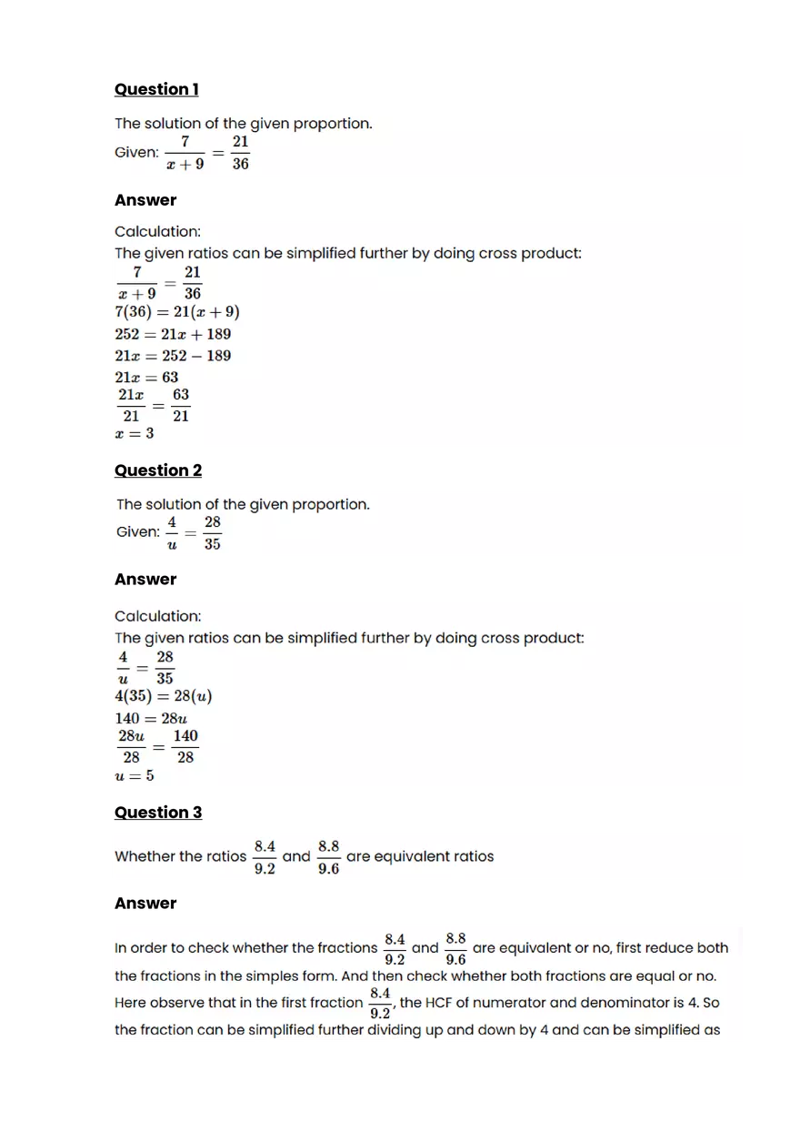 Ratios, rates, proportions #5 - Questions and Answers - Page 1