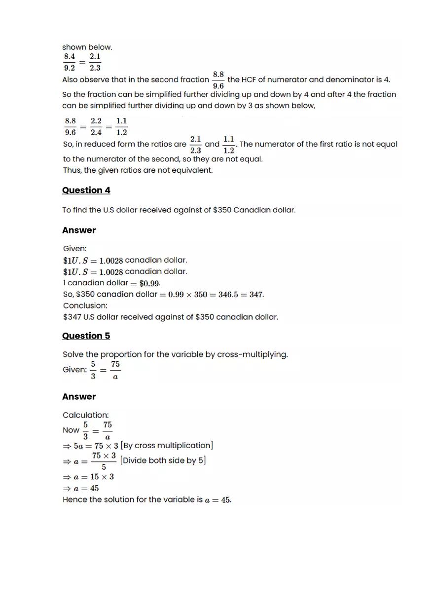 Ratios, rates, proportions #5 - Questions and Answers - Page 2