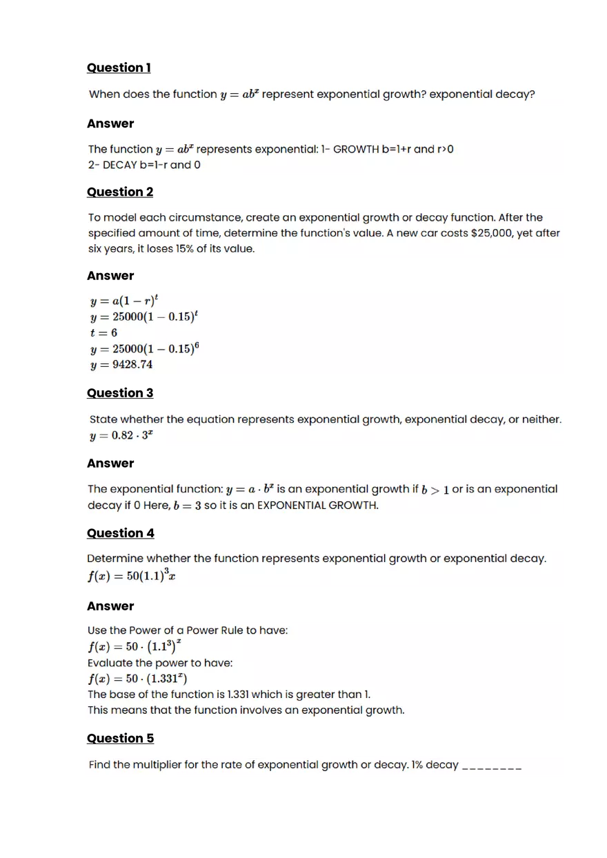 Exponential growth and decay #4 - Questions and Answers - Page 1