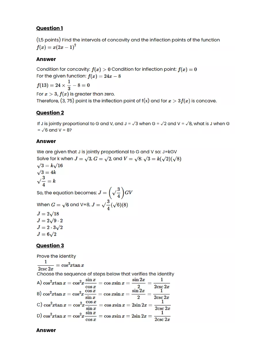 Trigonometric equations and identities #2 - Questions and Answers - Page 1