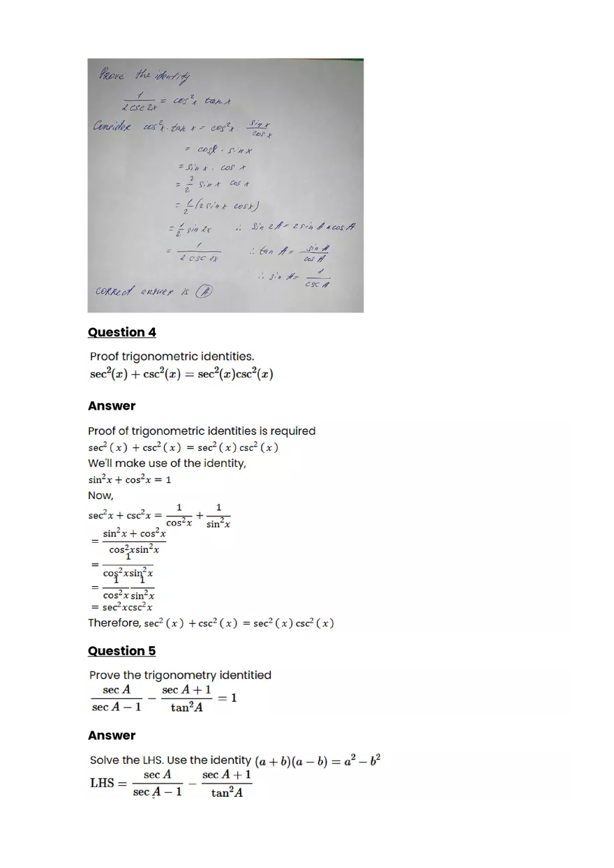 Trigonometric equations and identities #2 - Questions and Answers - Page 2