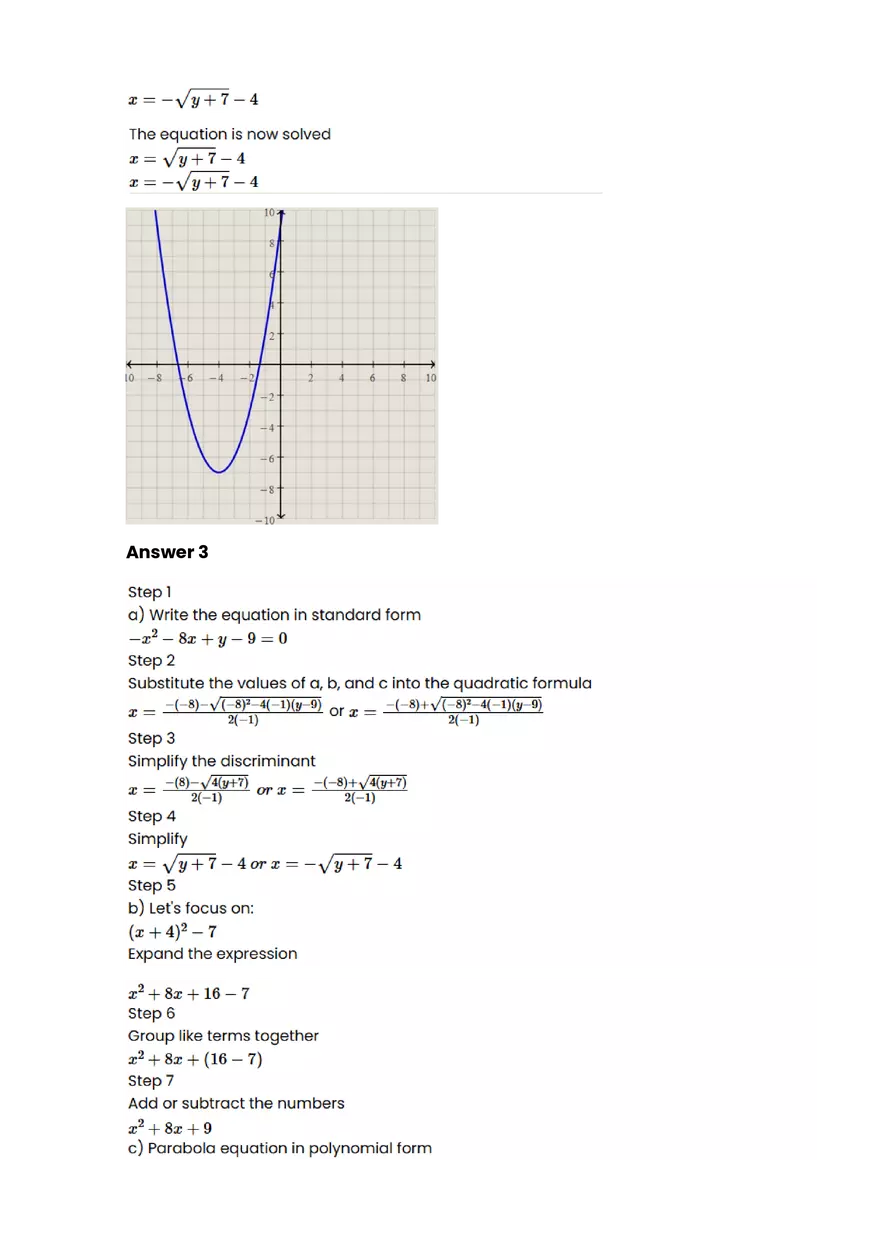 Quadratic function and equation #11 - Questions and Answers - Page 7