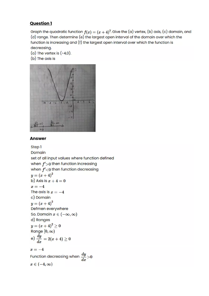 Quadratic function and equation #11 - Questions and Answers - Page 1