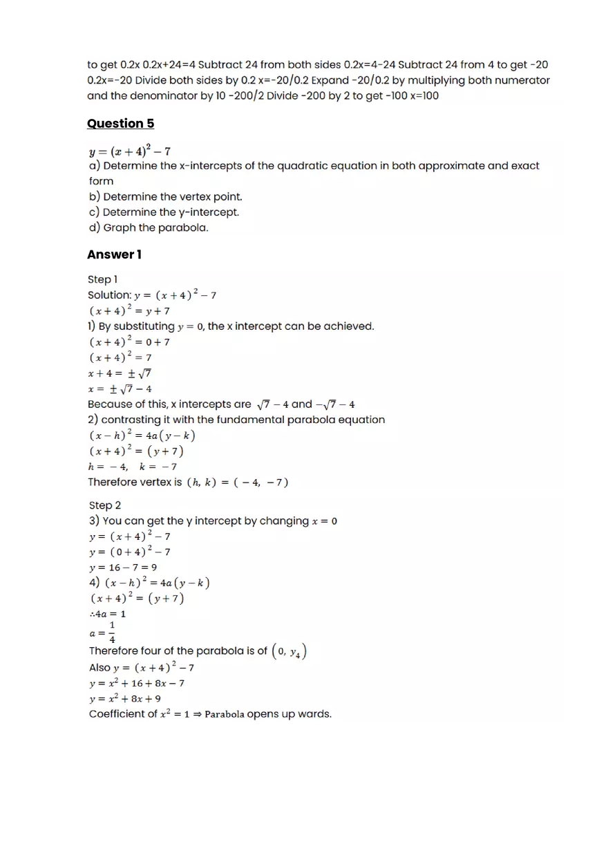 Quadratic function and equation #11 - Questions and Answers - Page 5