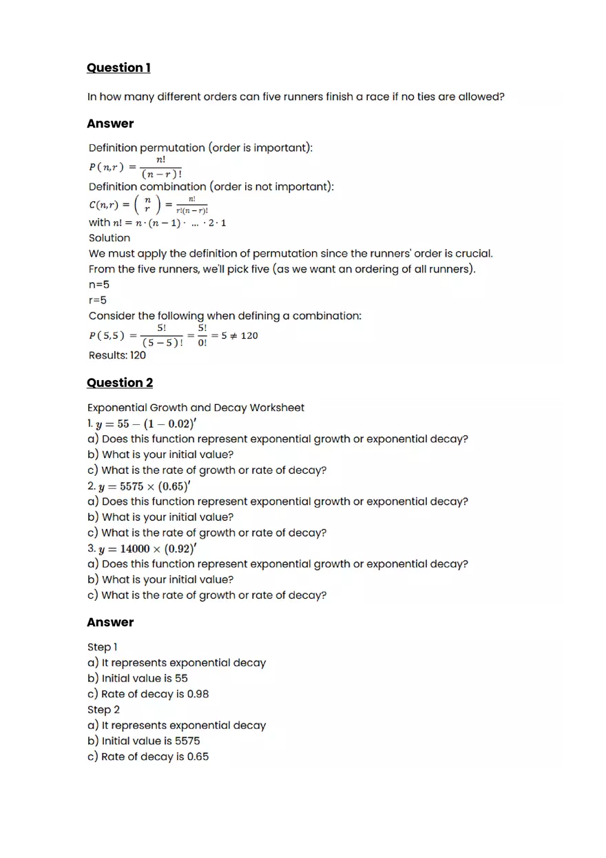 Exponential growth and decay #7 - Questions and Answers - Page 1