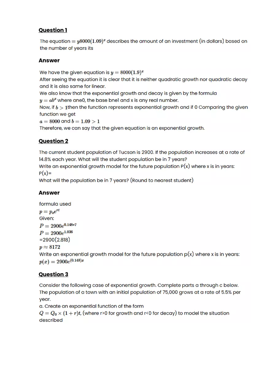 Exponential growth and decay #9 - Questions and Answers - Page 1