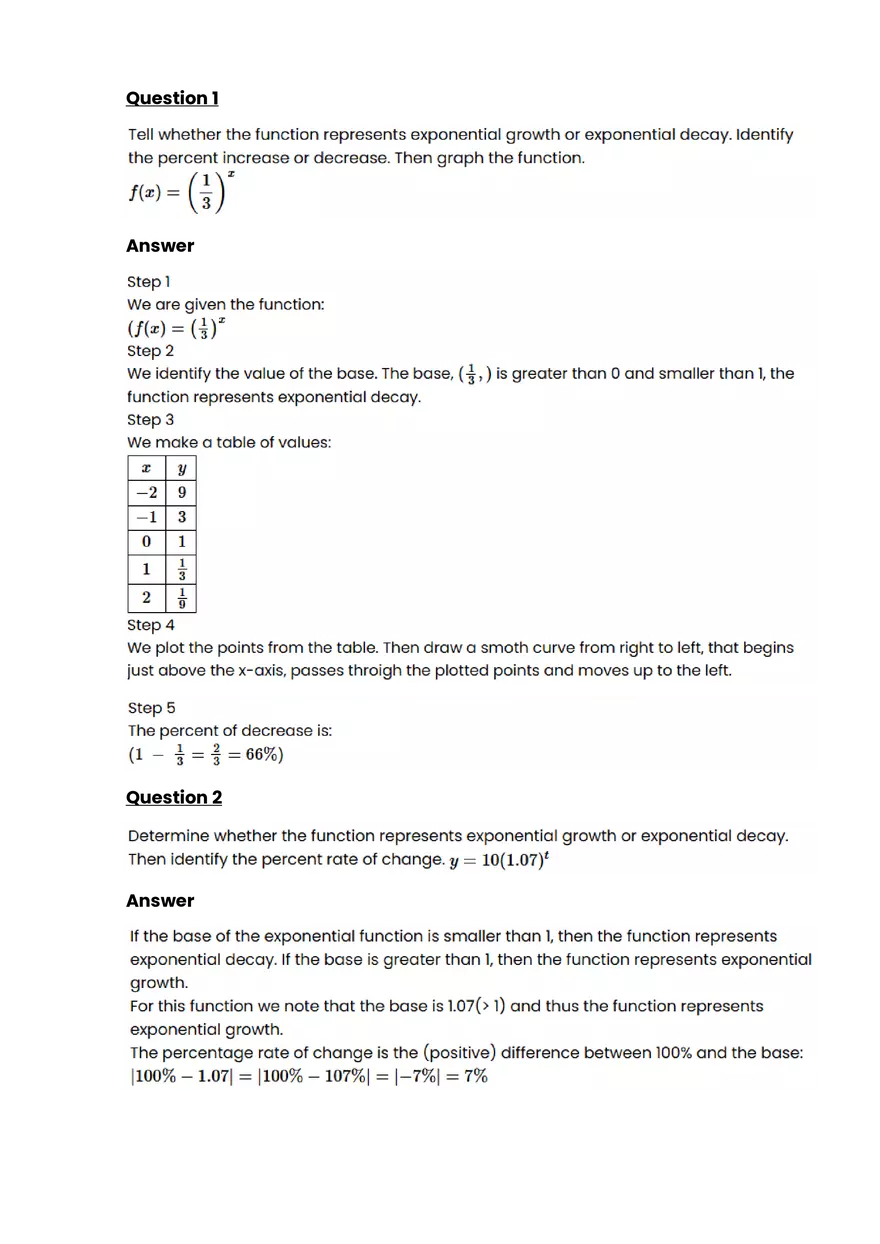 Exponential growth and decay #1 - Questions and Answers - Page 1