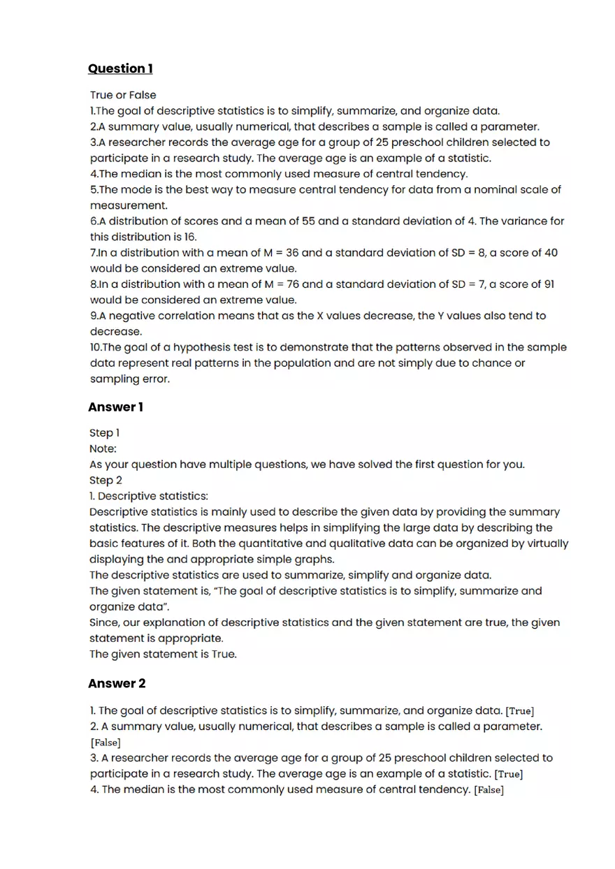 Describing quantitative data #2 - Questions and Answers - Page 1