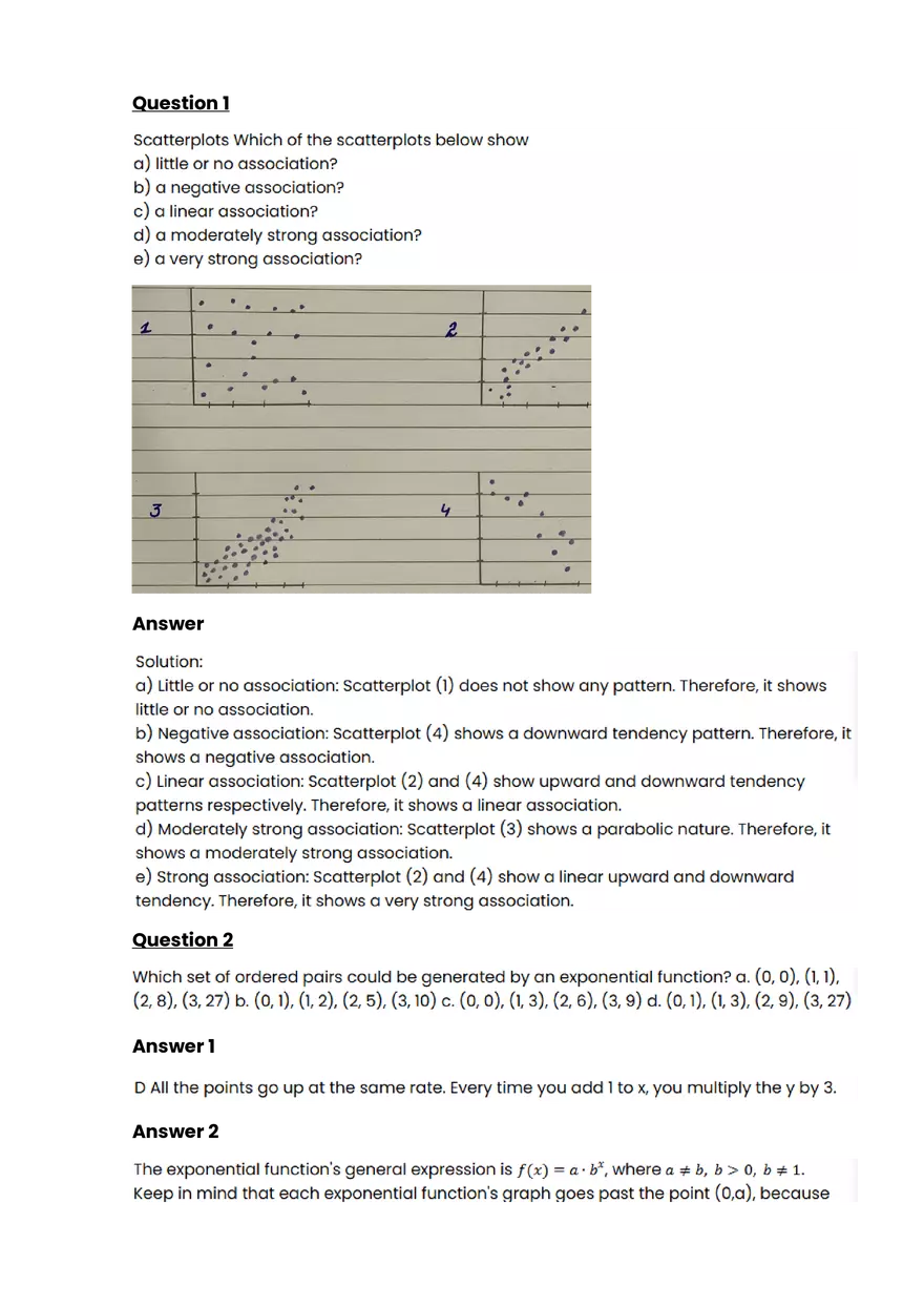 Scatterplots #1 - Questions and Answers - Page 1