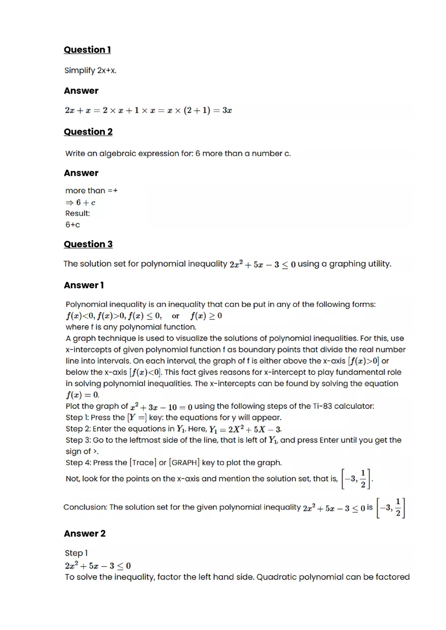 Equations, expressions, and inequalitie #11 - Questions and Answers - Page 1