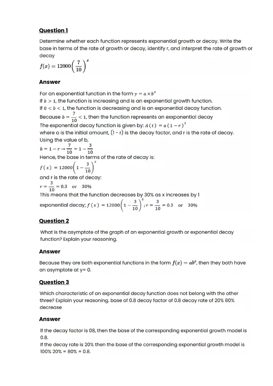Exponential growth and decay #11 - Questions and Answers - Page 1