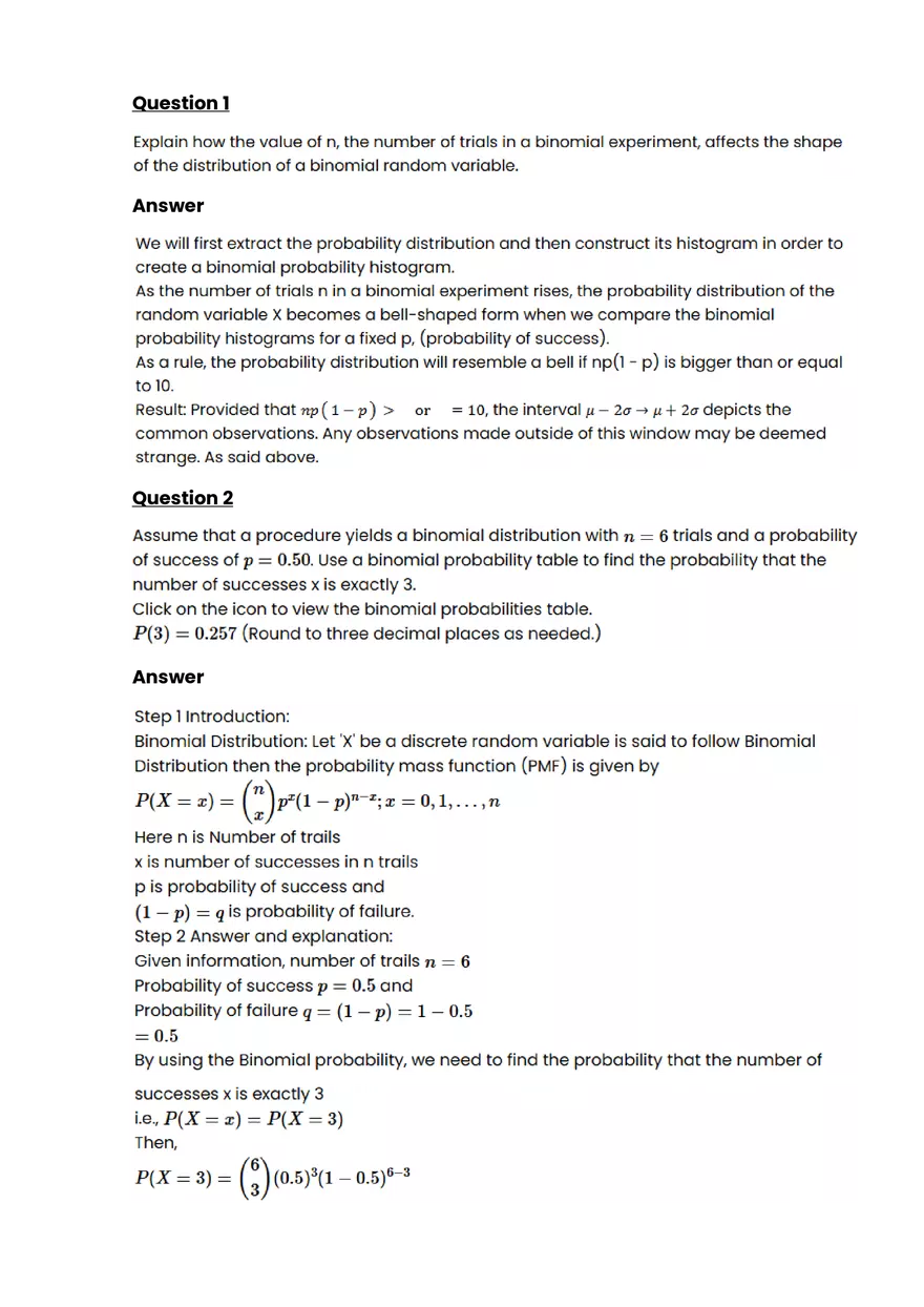 Binomial probability #2 - Questions and Answers - Page 1