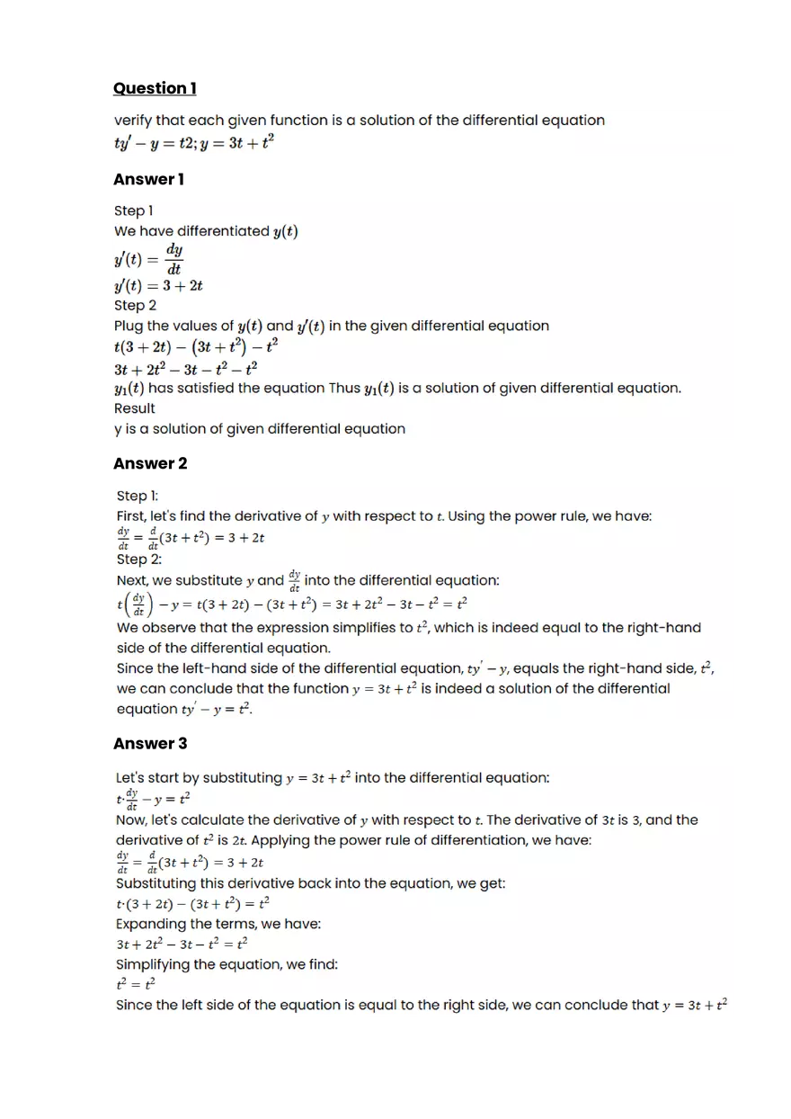 Differential equations #3 - Questions and Answers - Page 1