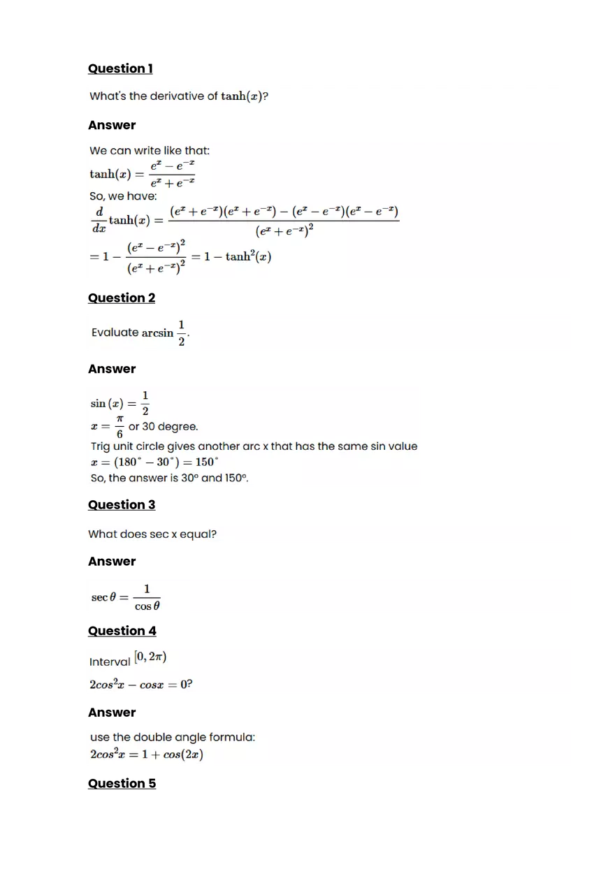 Trigonometric equations and identities #5 - Questions and Answers - Page 1