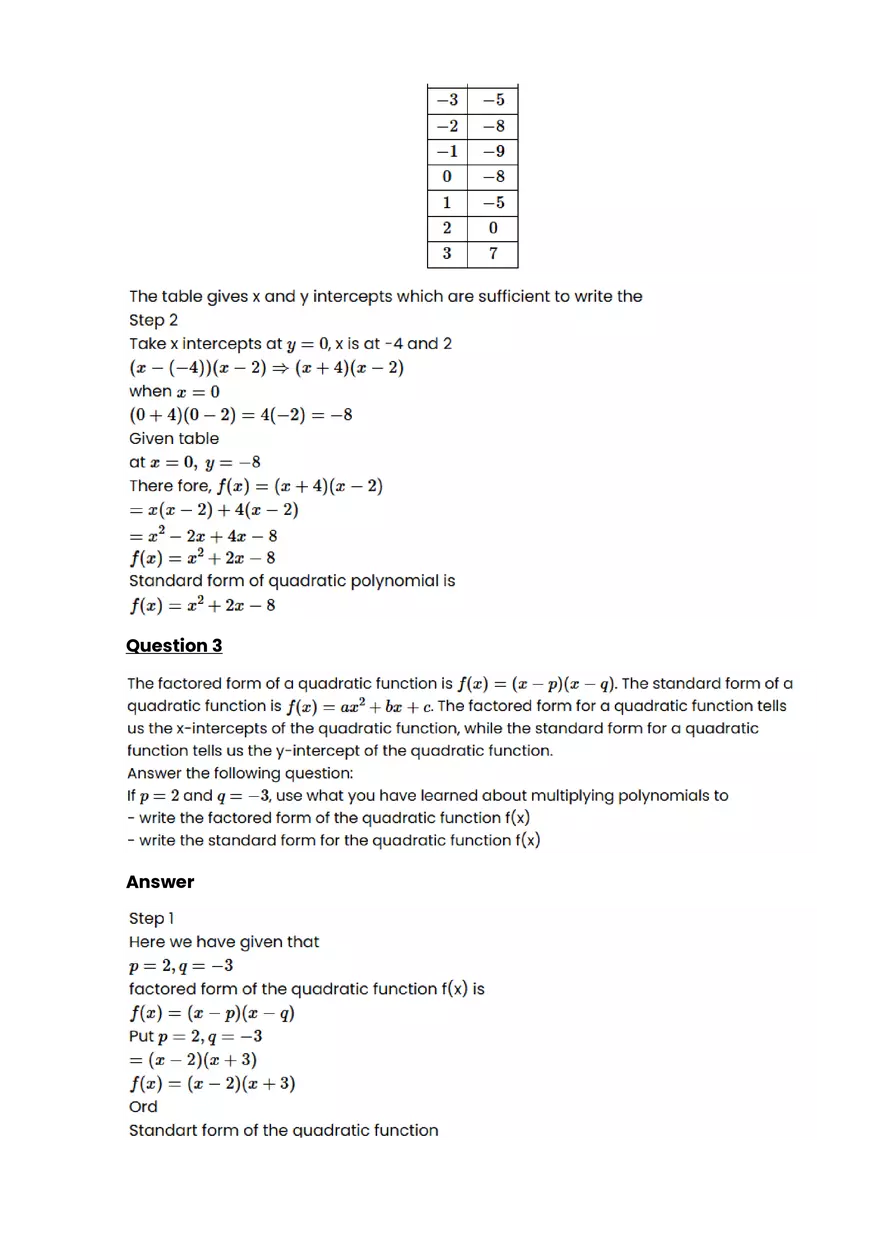 Quadratic function and equation #7 - Questions and Answers - Page 2