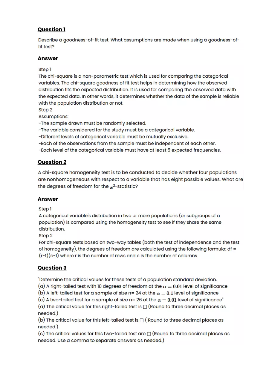 Chi-square tests #3 - Questions and Answers - Page 1