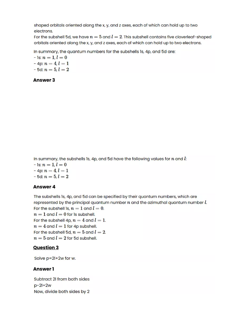Equations, expressions, and inequalitie #1 - Questions and Answers - Page 3