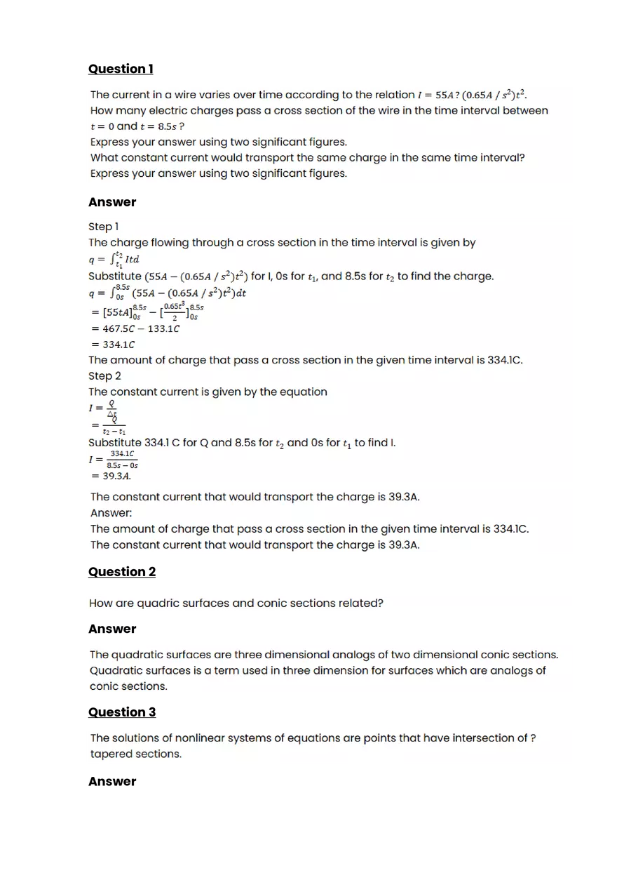 Conic sections #1 - Questions and Answers - Page 1