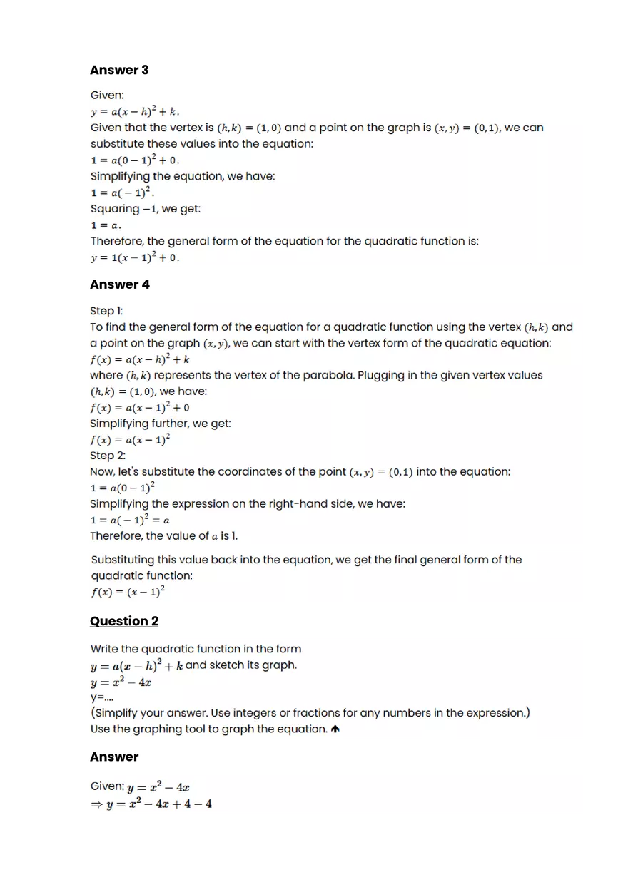 Quadratic function and equation #8 - Questions and Answers - Page 2